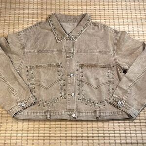 Studded Tan Denim Jacket